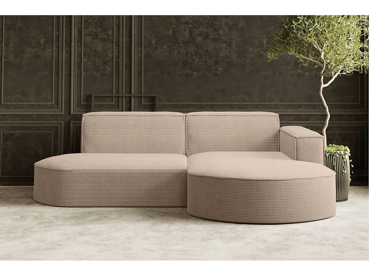 Canapé d'angle droit 4 places MARLA en velours côtelé - Taupe