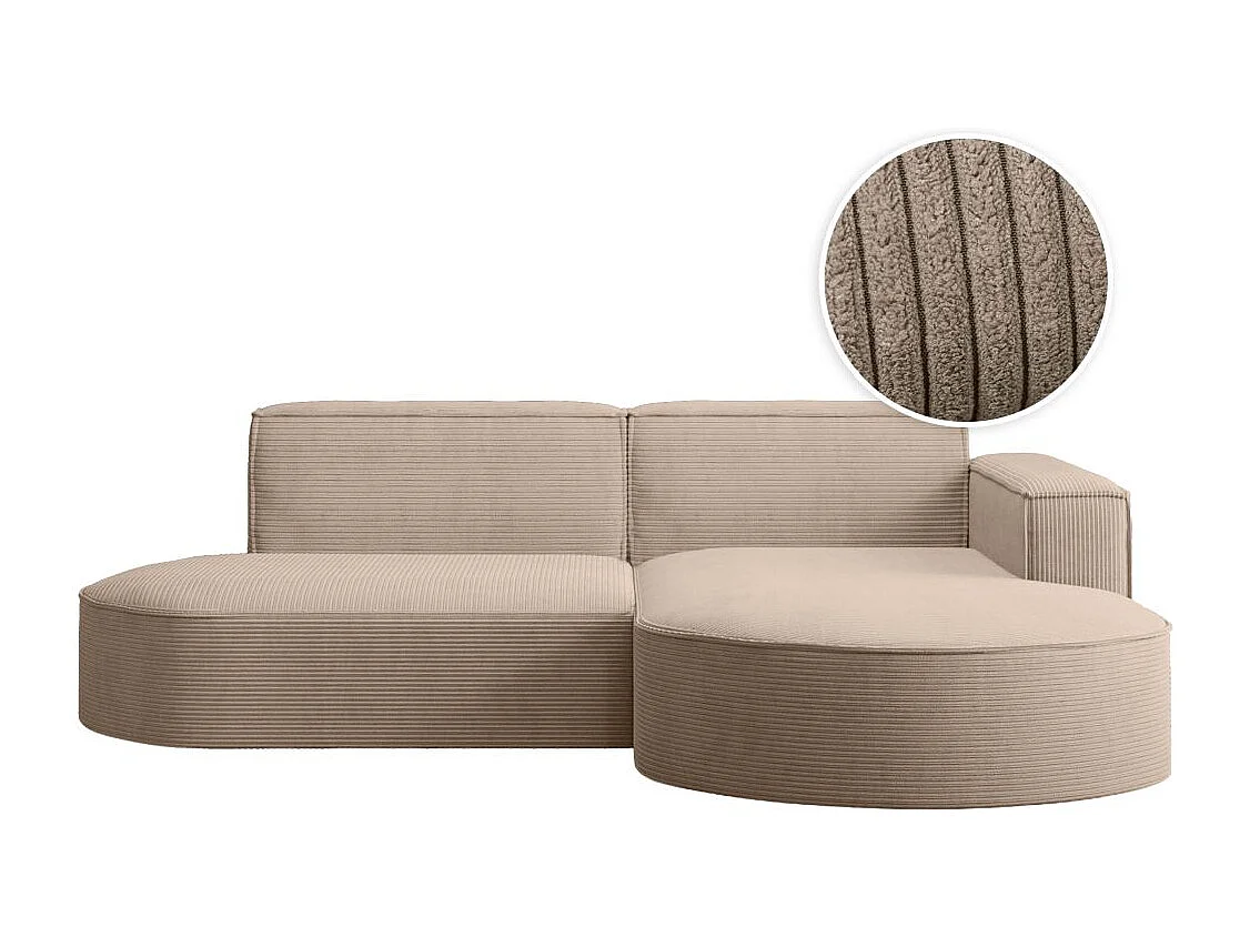 Canapé d'angle droit 4 places MARLA en velours côtelé - Taupe