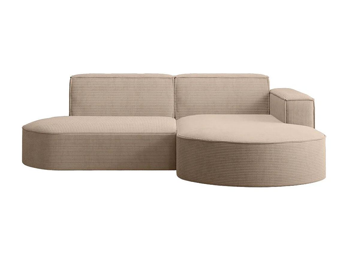 Canapé d'angle droit 4 places MARLA en velours côtelé - Taupe