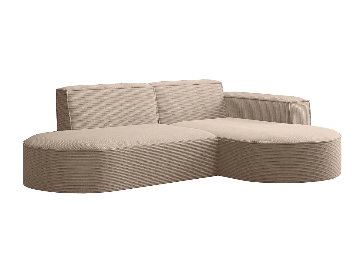 Canapé d'angle droit 4 places MARLA en velours côtelé - Taupe