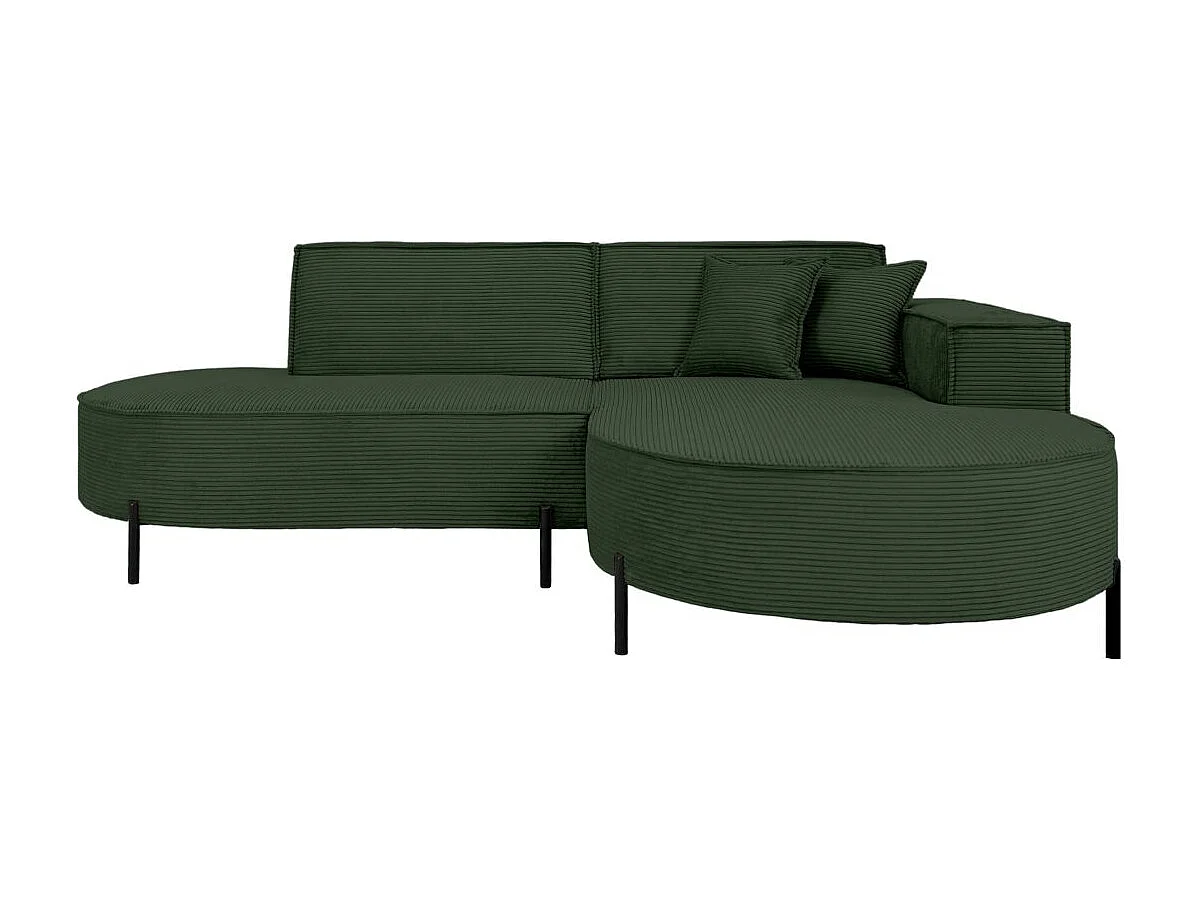 Canapé d'angle 4 places MARLON en velours côtelé - Vert foncé