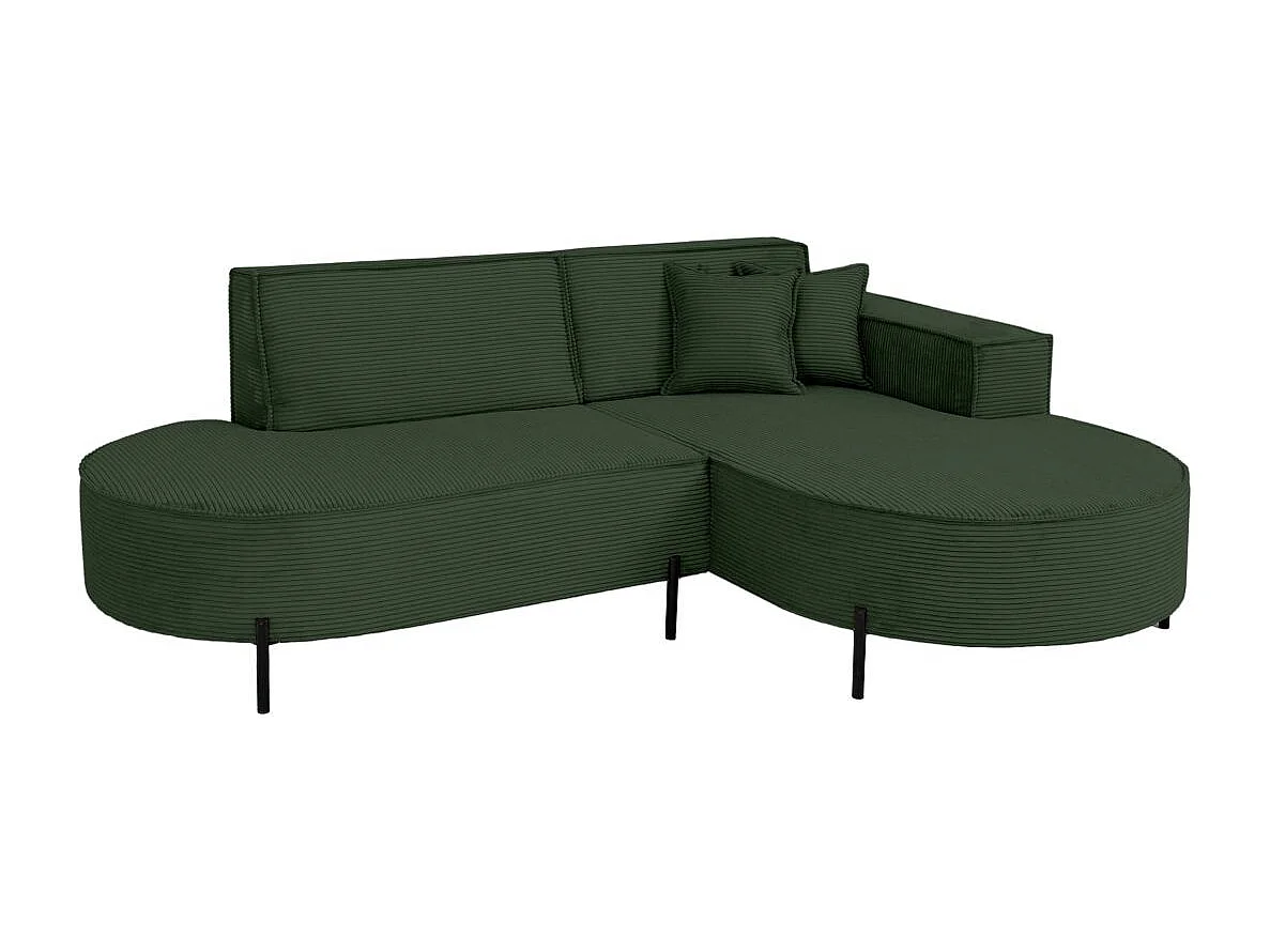 Canapé d'angle 4 places MARLON en velours côtelé - Vert foncé