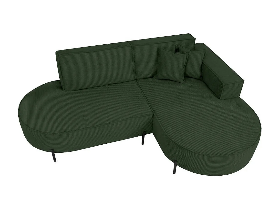 Canapé d'angle droit 4 places MARLON en velours côtelé - Vert foncé