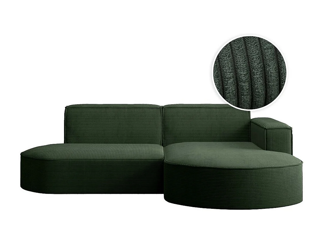 Canapé d'angle droit 4 places MARLA en velours côtelé - Vert foncé