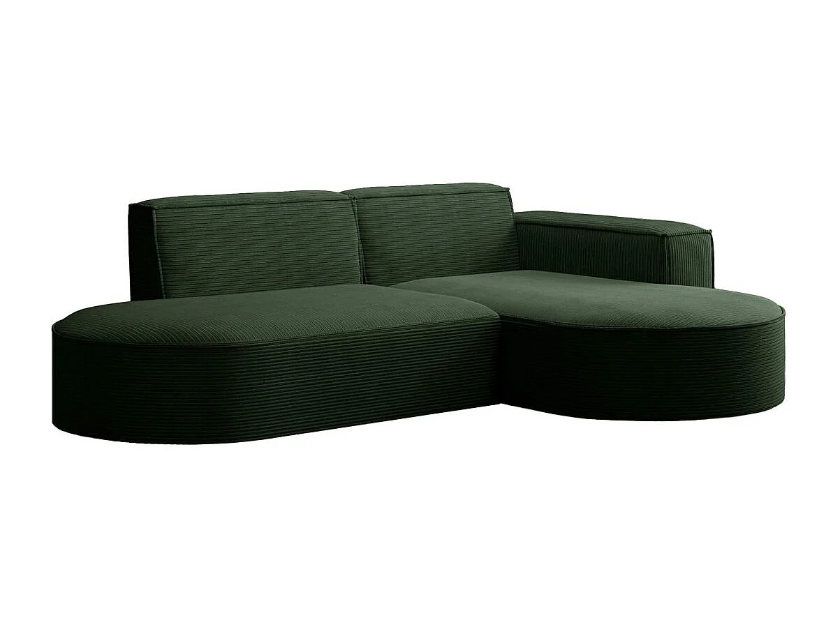 Canapé d'angle droit 4 places MARLA en velours côtelé - Vert foncé