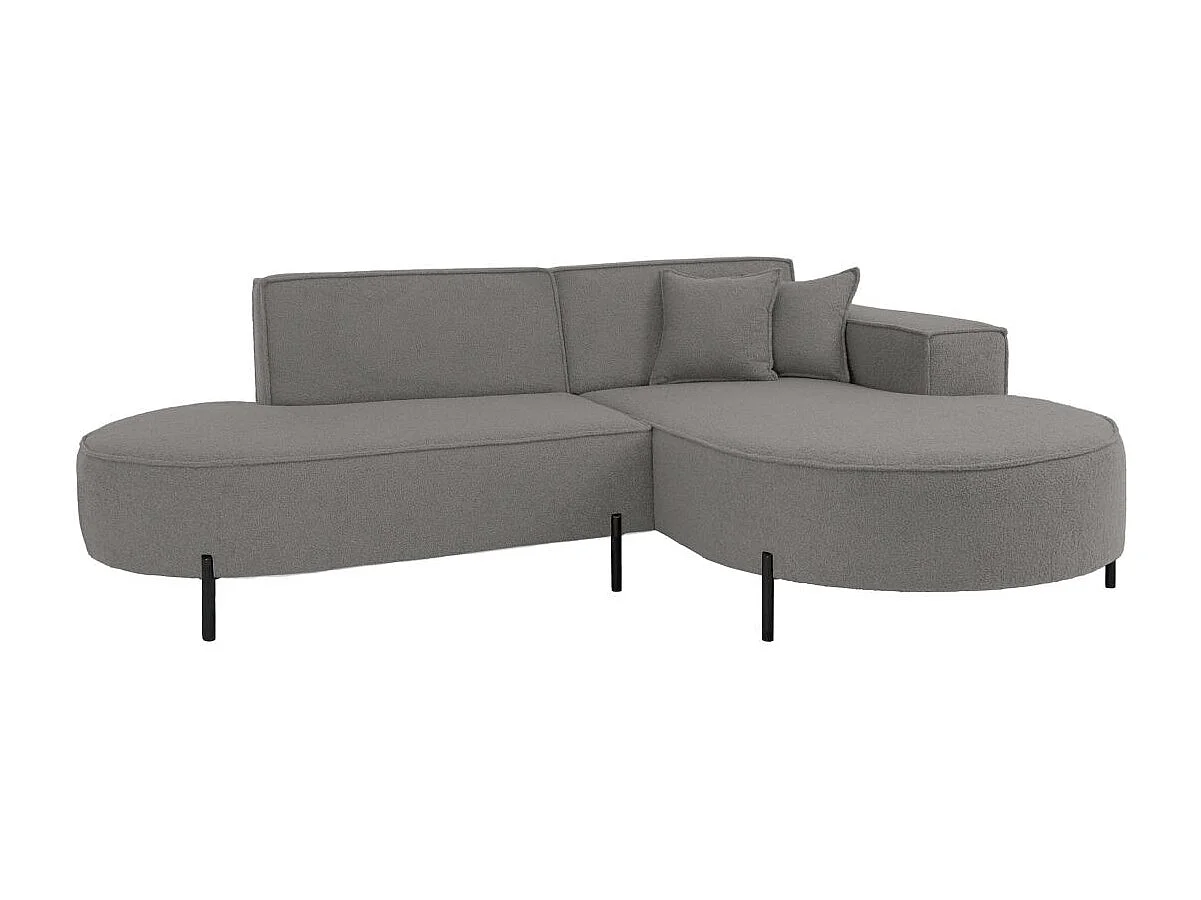 Canapé d'angle droit 4 places MARLON en tissu bouclette - Gris anthracite