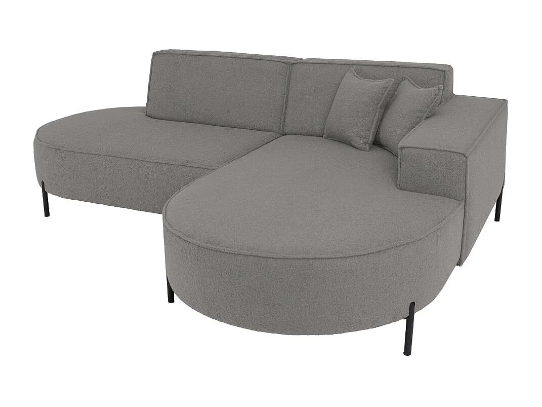 Canapé d'angle droit 4 places MARLON en tissu bouclette - Gris anthracite