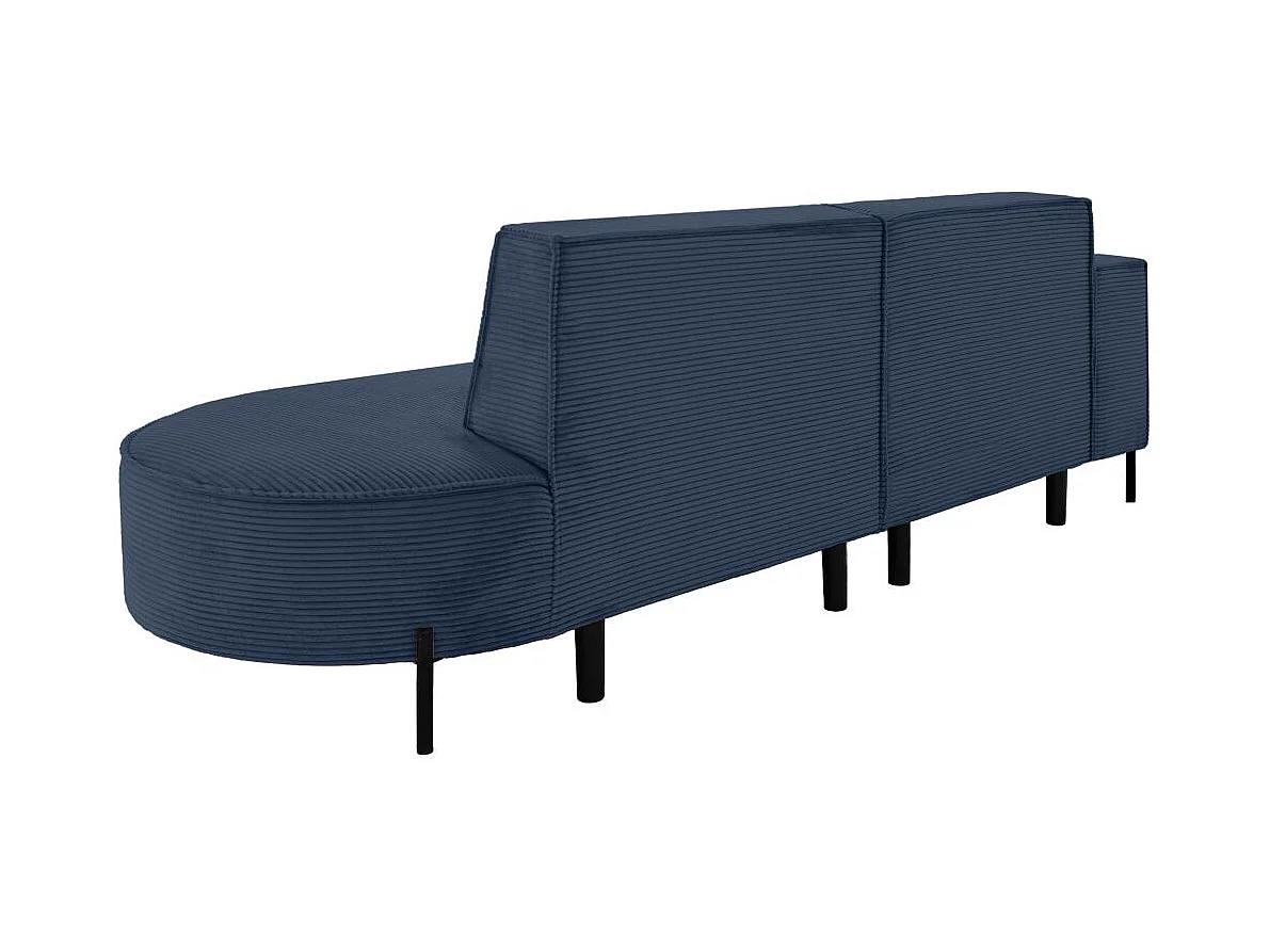 Canapé d'angle gauche 4 places MARLON en velours côtelé - Bleu foncé