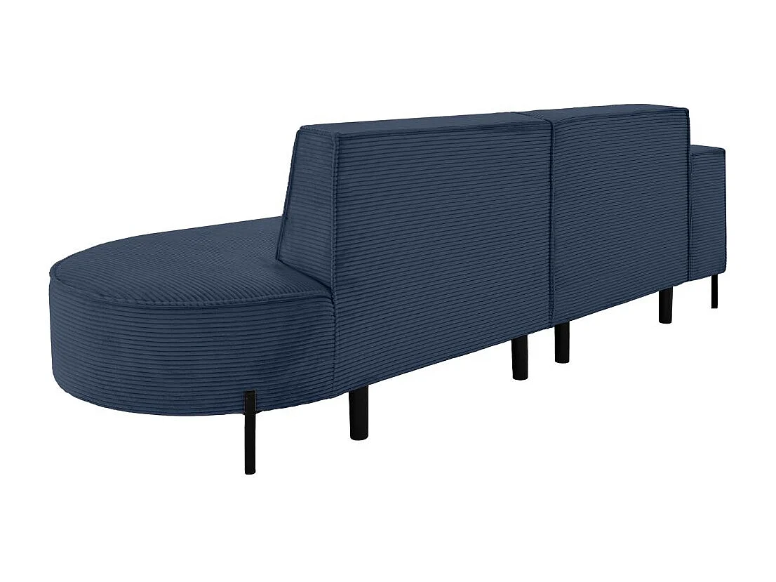 Canapé d'angle gauche 4 places MARLON en velours côtelé - Bleu foncé