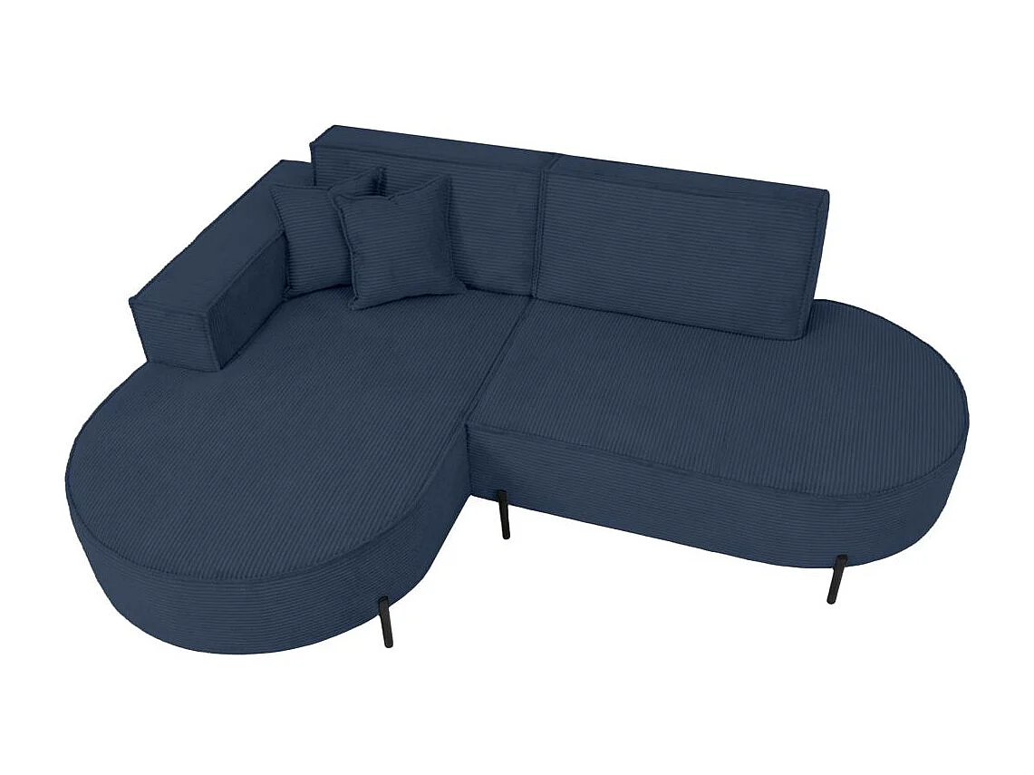 Canapé d'angle gauche 4 places MARLON en velours côtelé - Bleu foncé