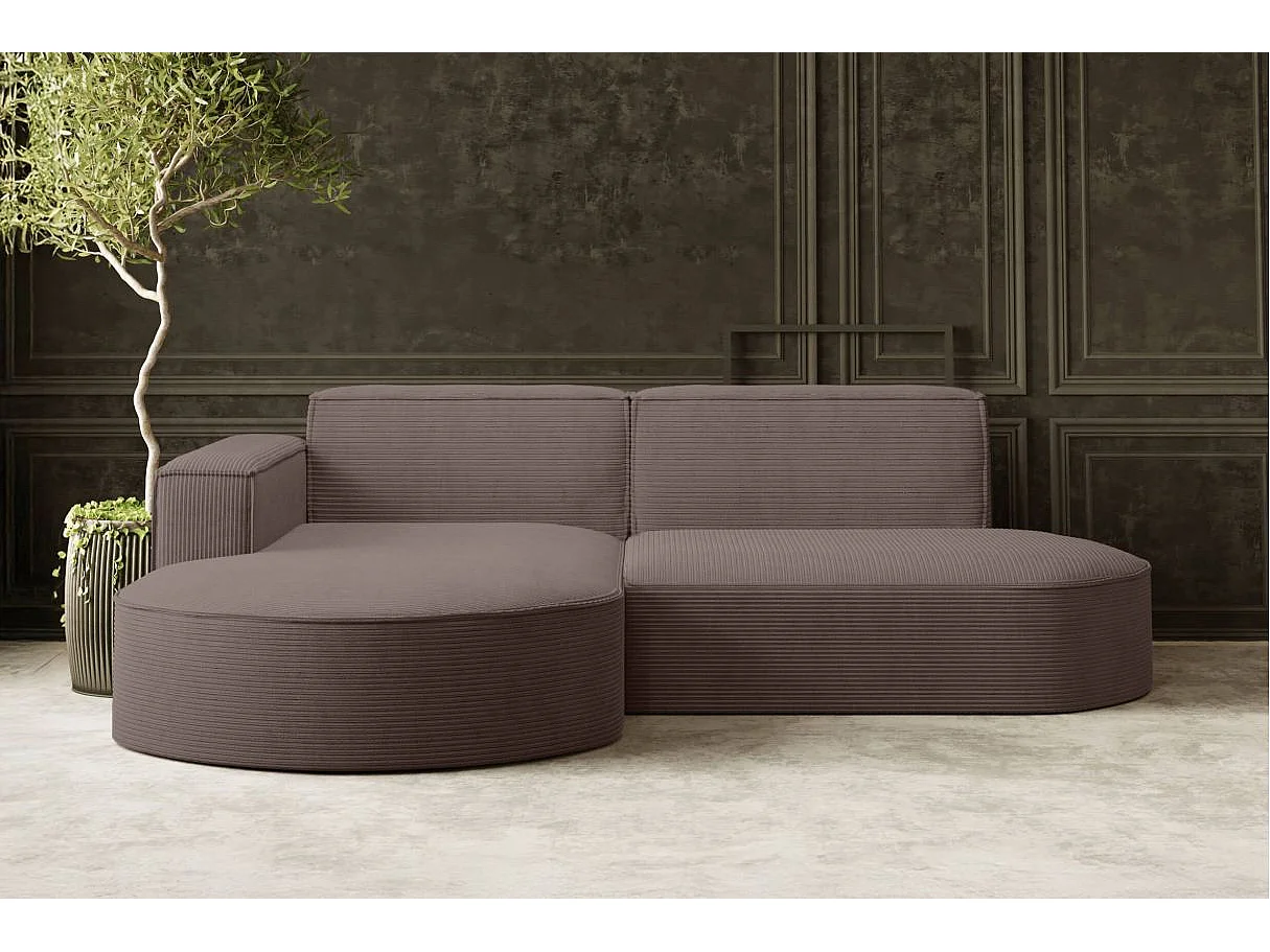 Canapé d'angle gauche 4 places MARLA en velours côtelé - Marron glacé