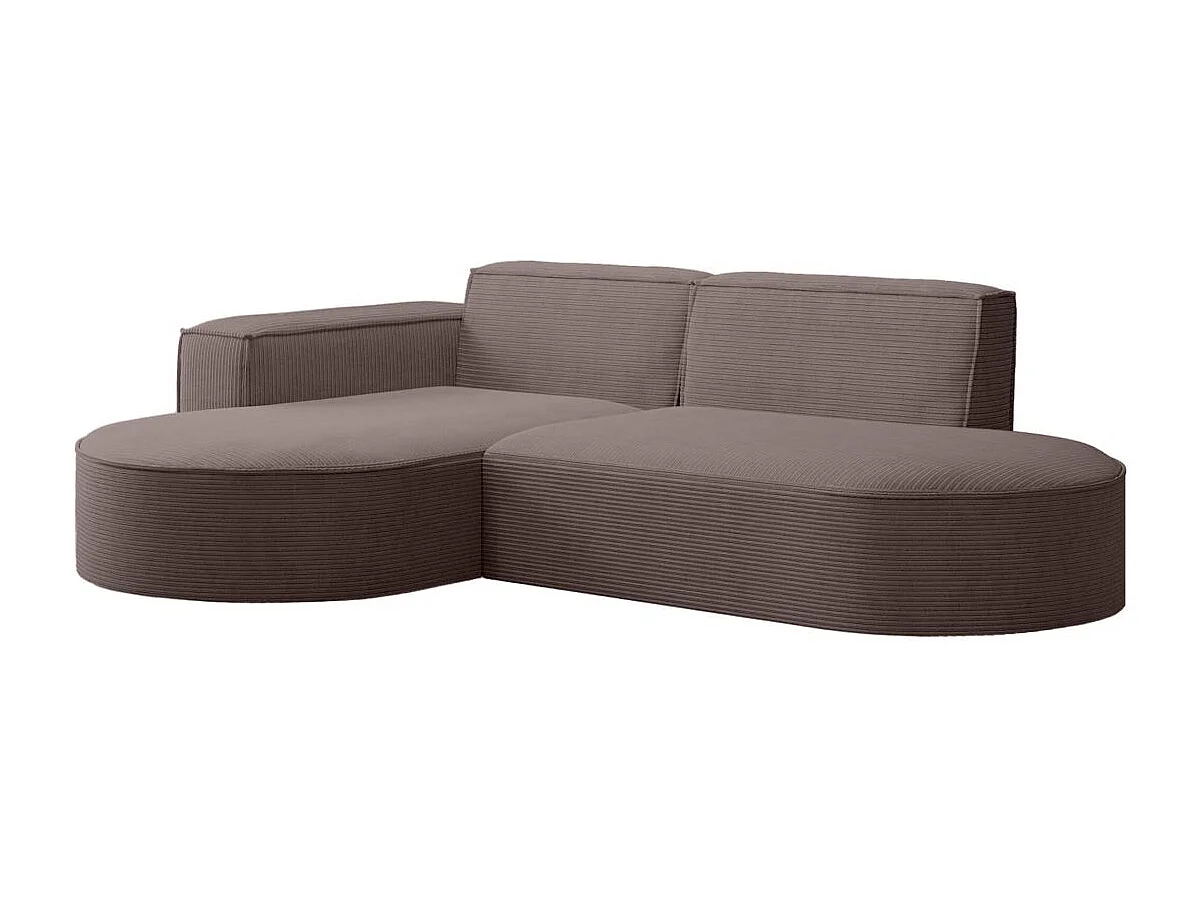 Canapé d'angle gauche 4 places MARLA en velours côtelé - Marron glacé