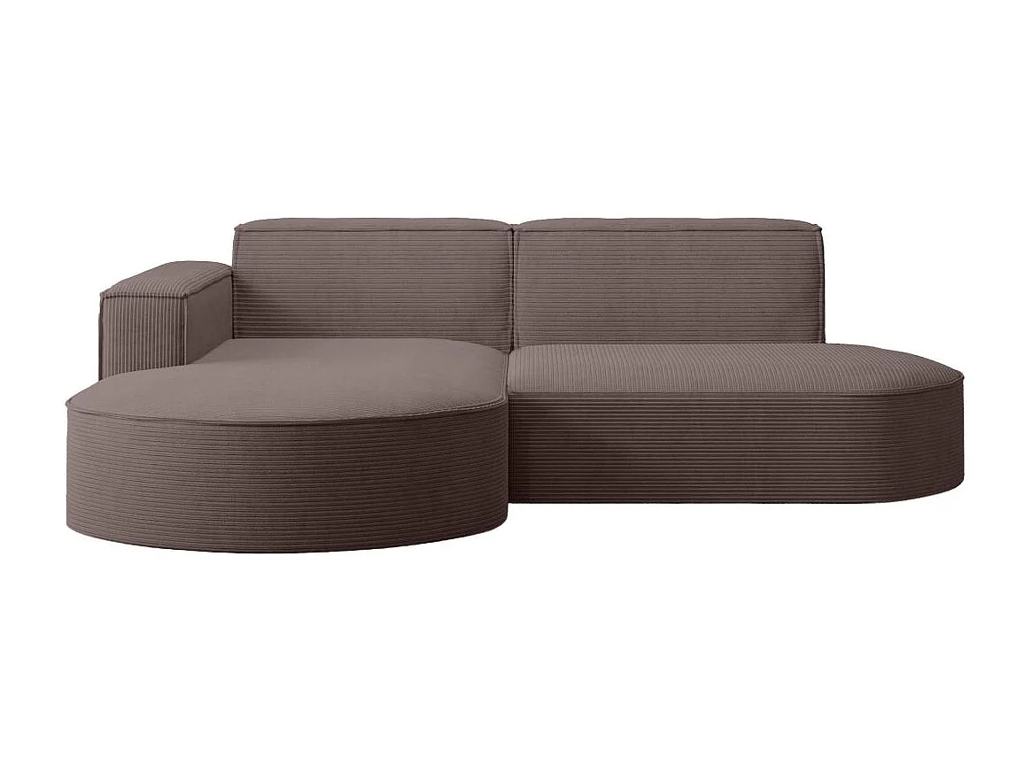 Canapé d'angle gauche 4 places MARLA en velours côtelé - Marron glacé