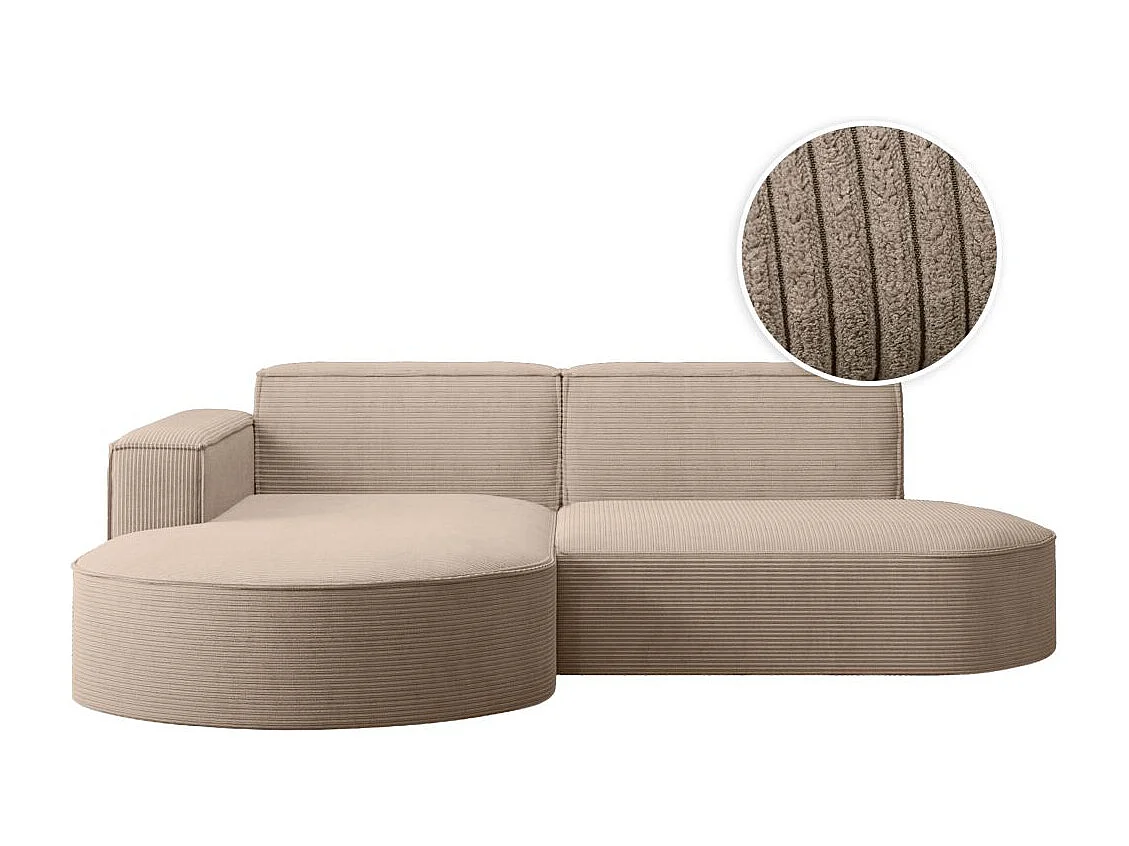 Canapé d'angle gauche 4 places MARLA en velours côtelé - Taupe