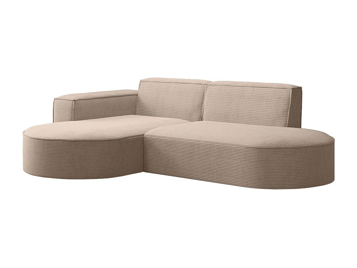 Canapé d'angle gauche 4 places MARLA en velours côtelé - Taupe