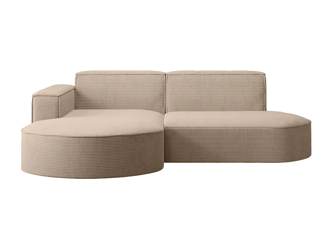 Canapé d'angle gauche 4 places MARLA en velours côtelé - Taupe