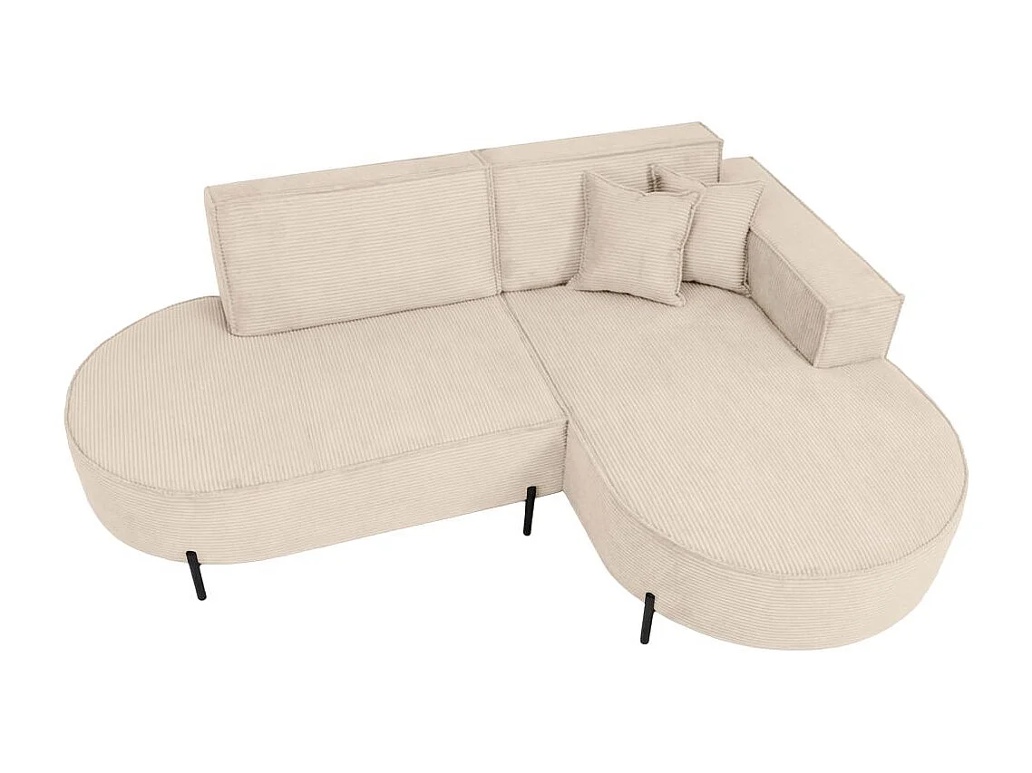 Canapé d'angle droit 4 places MARLON en velours côtelé - Beige