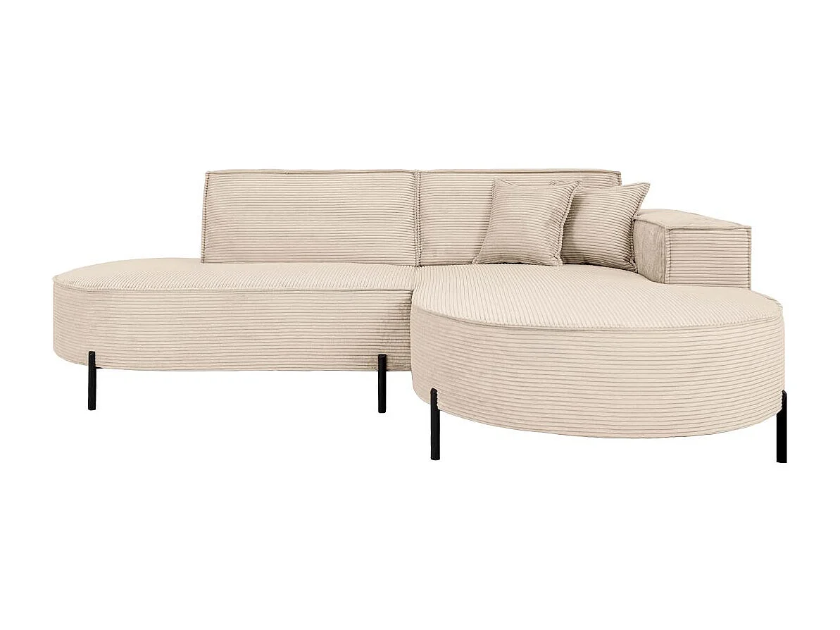 Canapé d'angle droit 4 places MARLON en velours côtelé - Beige