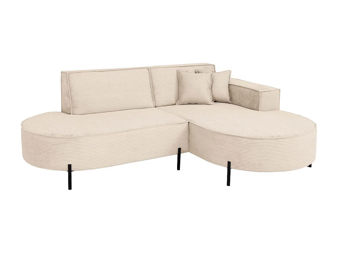 Canapé d'angle droit 4 places MARLON en velours côtelé - Beige