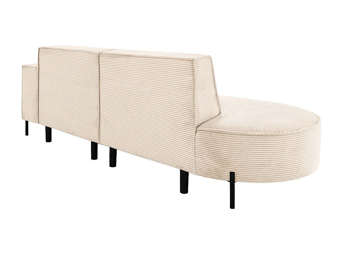 Canapé d'angle droit 4 places MARLON en velours côtelé - Beige