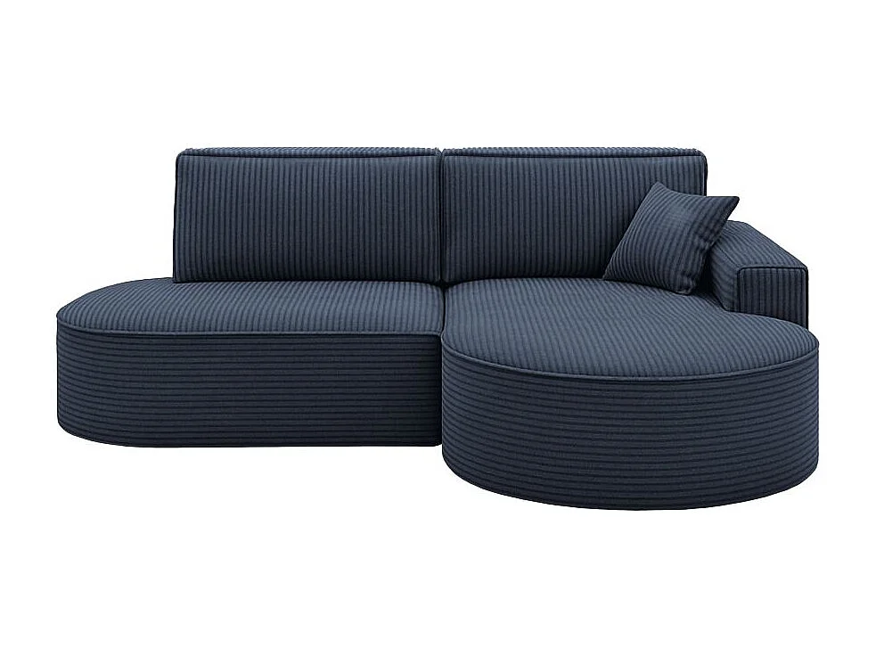Canapé d'angle droit convertible 4 places MARLO en velours cotelé - Bleu foncé