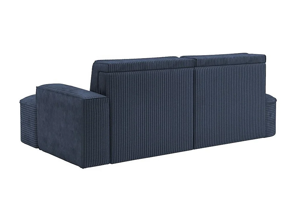 Canapé d'angle droit convertible 4 places MARLO en velours cotelé - Bleu foncé