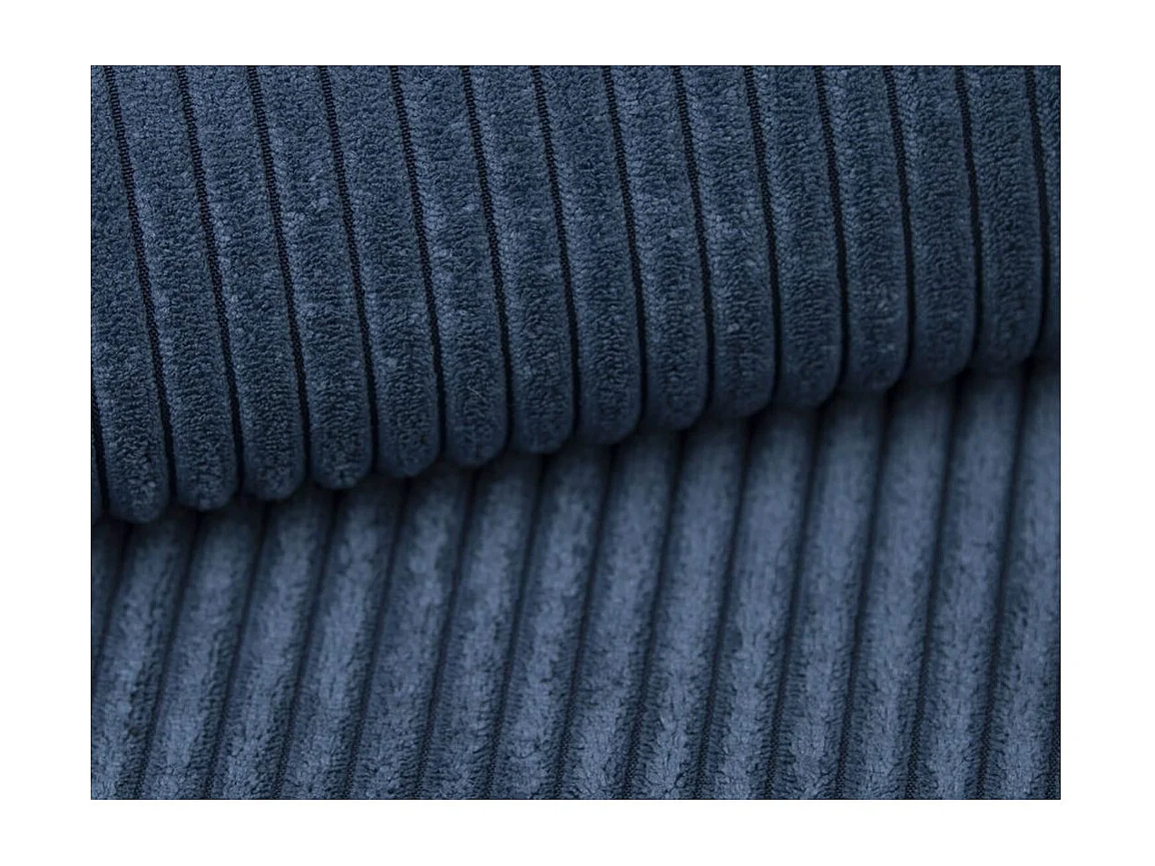 Canapé d'angle droit convertible 4 places MARLO en velours cotelé - Bleu foncé