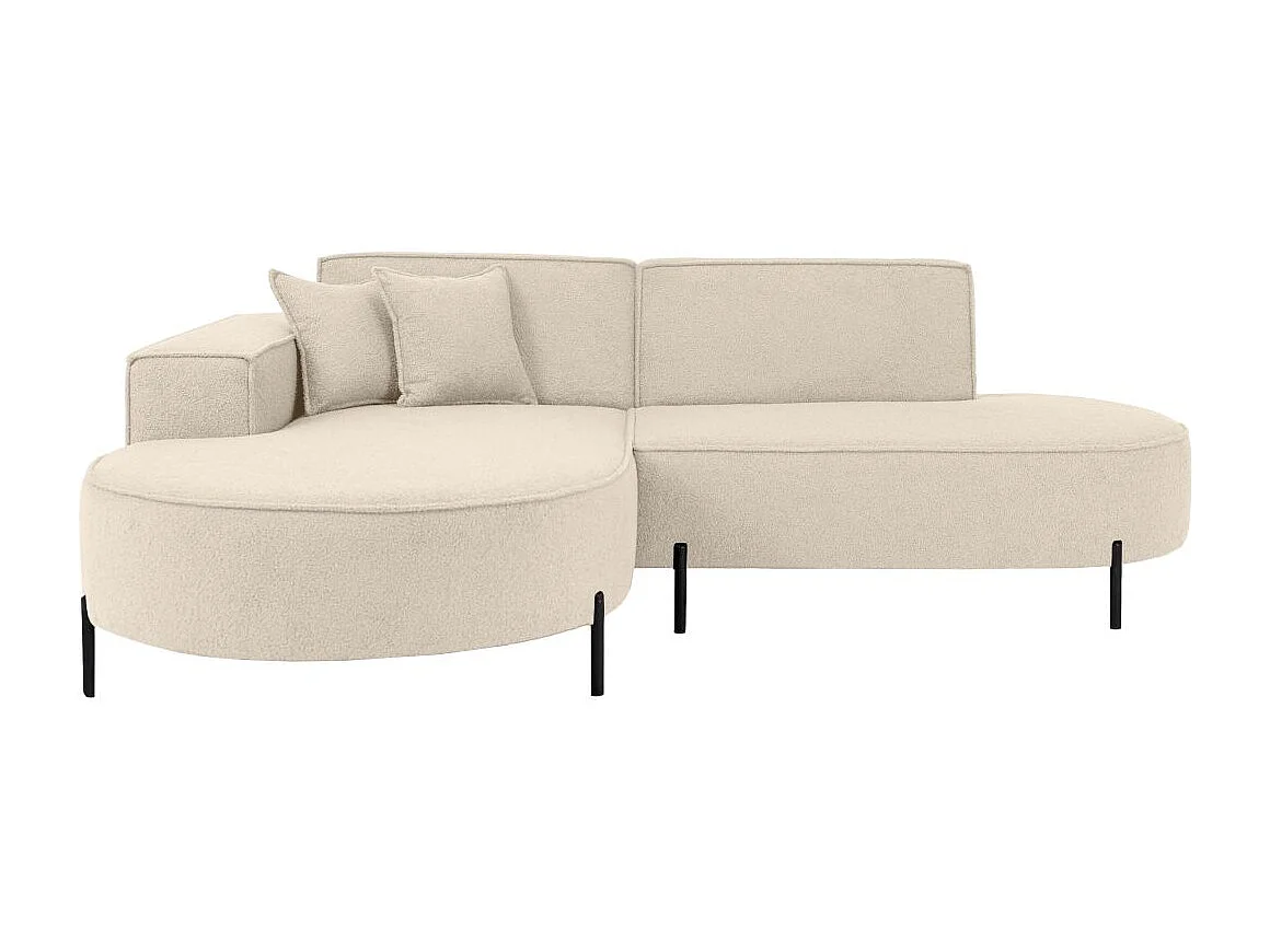 Canapé d'angle 4 places MARLON en tissu bouclette - Blanc