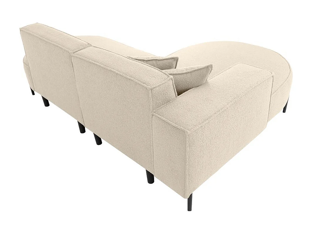 Canapé d'angle 4 places MARLON en tissu bouclette - Blanc