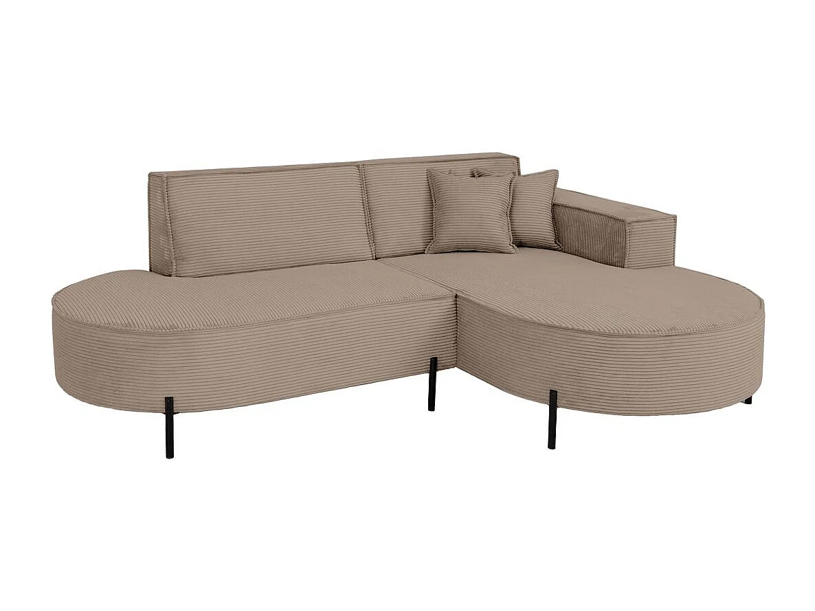 Canapé d'angle droit 4 places MARLON en velours côtelé - Taupe