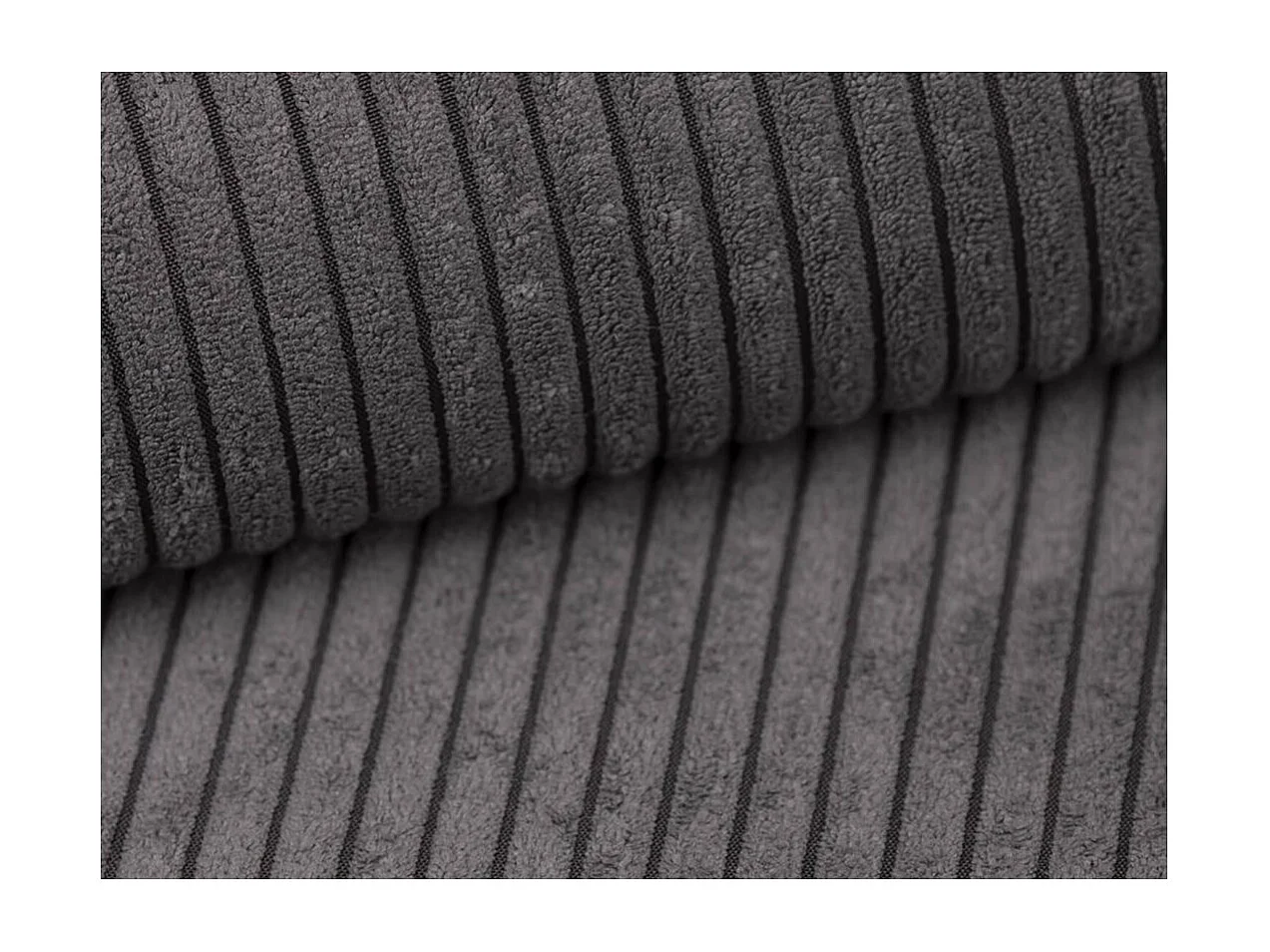 Canapé d'angle droit convertible 4 places MARLO en velours cotelé - Gris