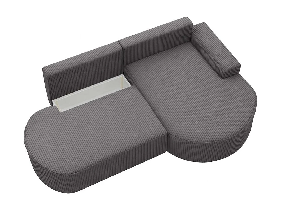 Canapé d'angle droit convertible 4 places MARLO en velours cotelé - Gris