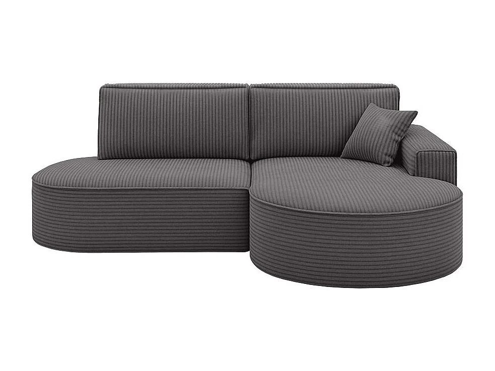 Canapé d'angle droit convertible 4 places MARLO en velours cotelé - Gris