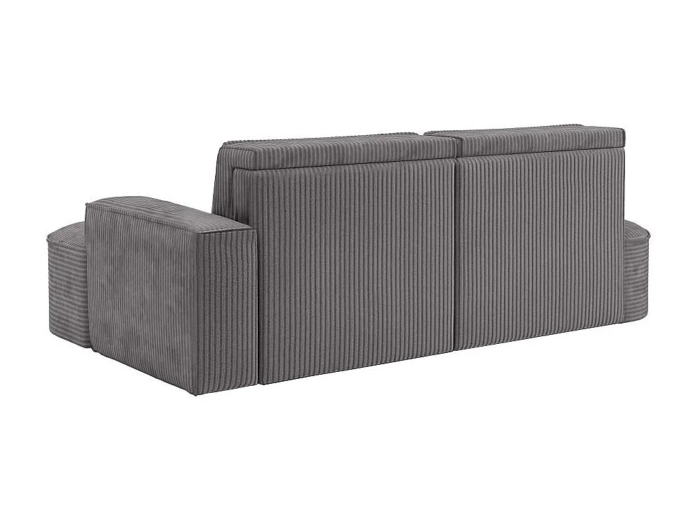 Canapé d'angle droit convertible 4 places MARLO en velours cotelé - Gris