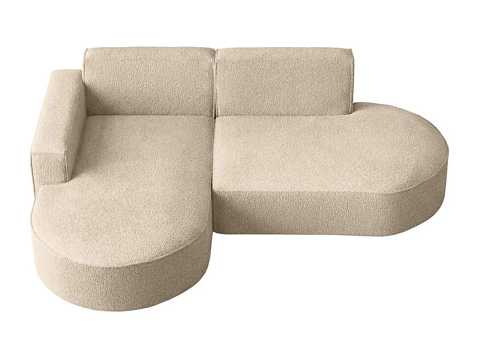 Canapé d'angle gauche 4 places MARLA en tissu bouclette - Beige