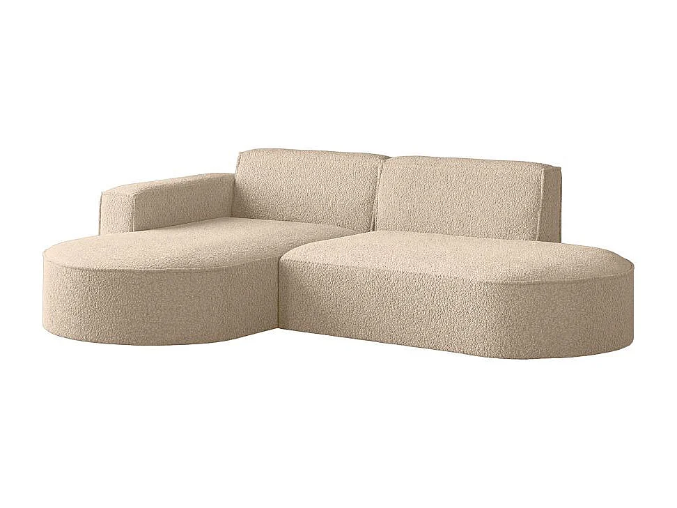 Canapé d'angle gauche 4 places MARLA en tissu bouclette - Beige