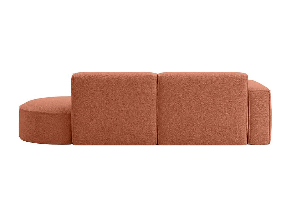 Canapé d'angle gauche 4 places MARLA en tissu bouclette - Terracotta