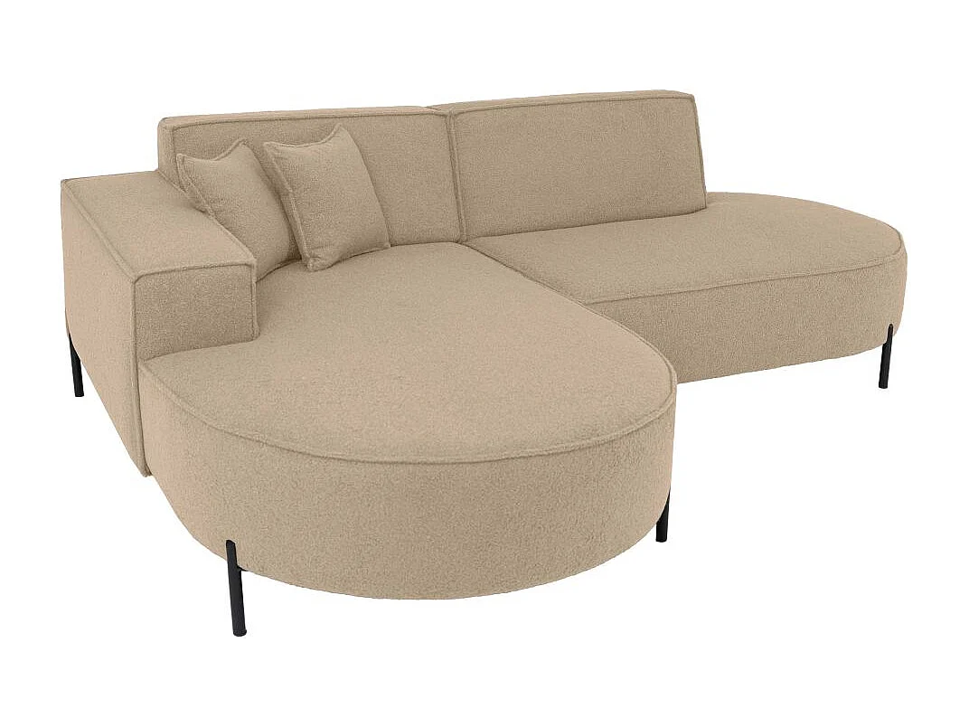 Canapé d'angle 4 places MARLON en tissu bouclette - Taupe