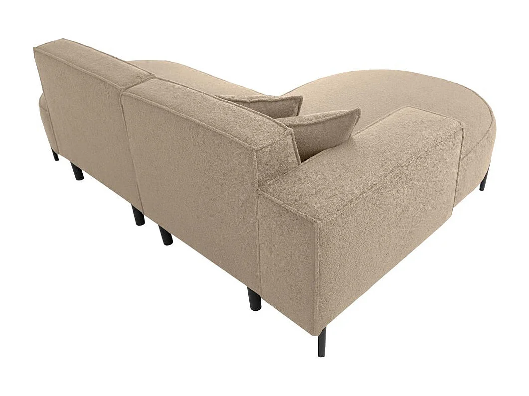 Canapé d'angle 4 places MARLON en tissu bouclette - Taupe