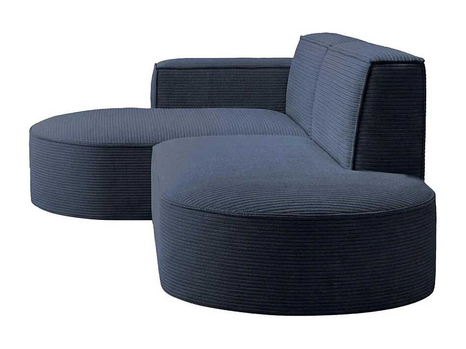 Canapé d'angle droit 4 places MARLA en velours côtelé - Bleu foncé