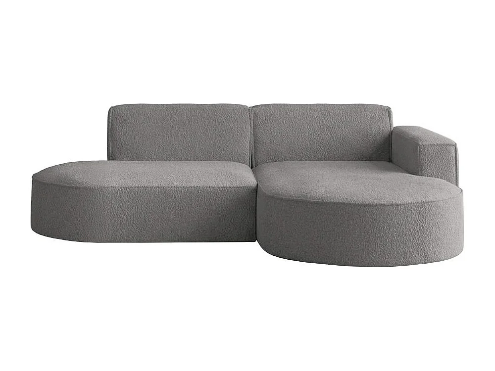 Canapé d'angle droit 4 places MARLA en tissu bouclette - Gris anthracite