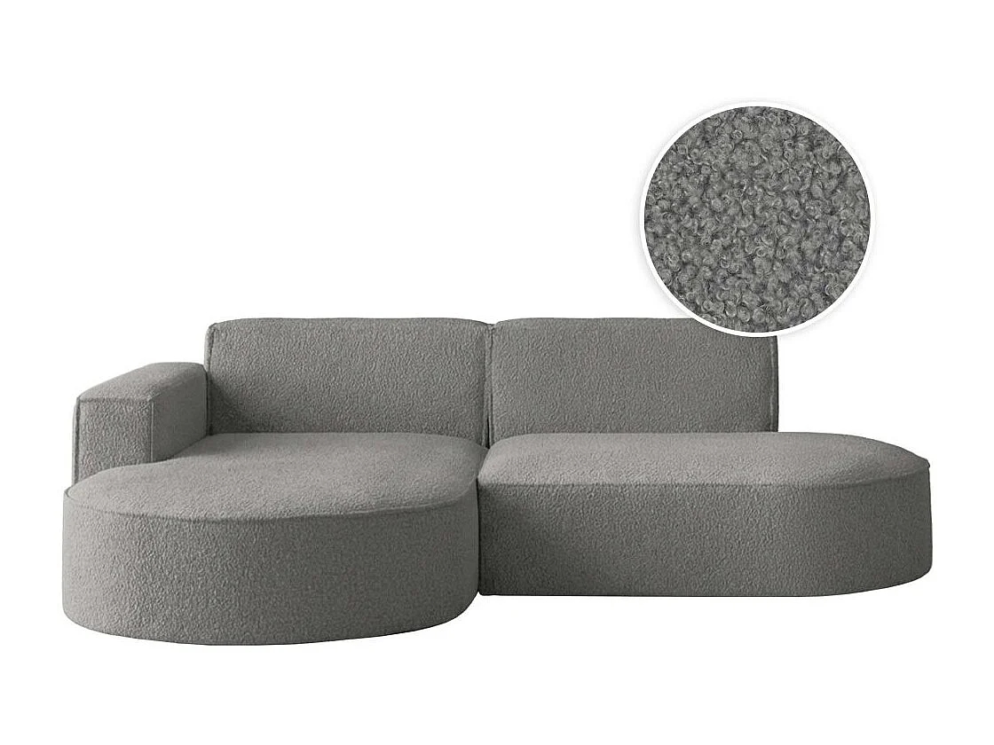 Canapé d'angle gauche 4 places MARLA en tissu bouclette - Gris anthracite