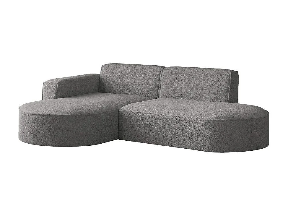 Canapé d'angle gauche 4 places MARLA en tissu bouclette - Gris anthracite