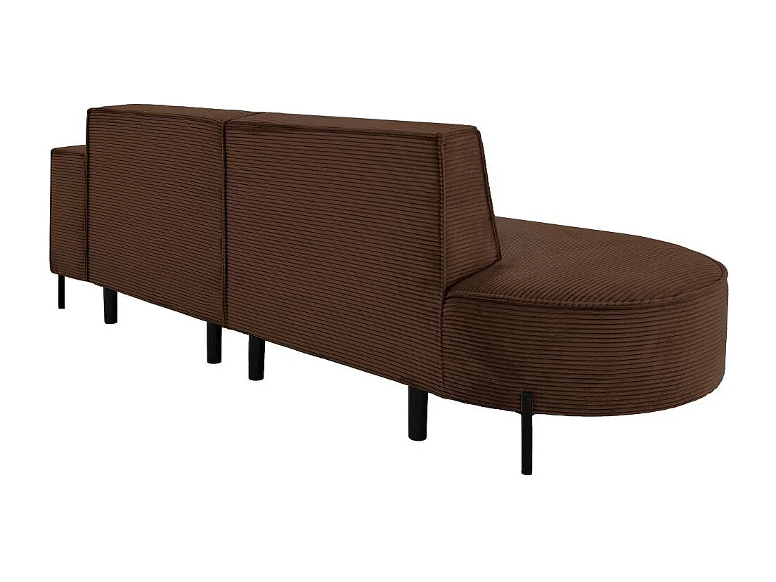 Canapé d'angle droit 4 places MARLON en velours côtelé - Marron