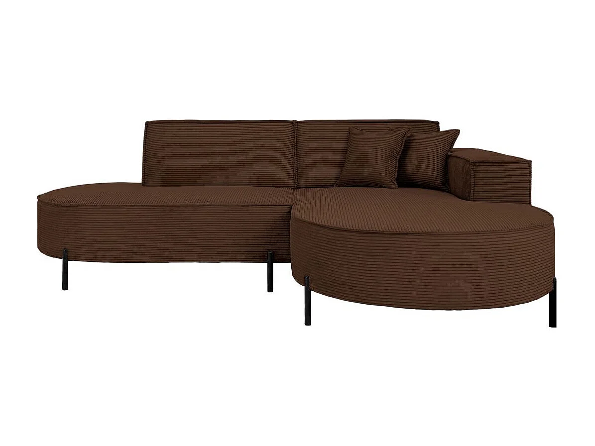 Canapé d'angle droit 4 places MARLON en velours côtelé - Marron