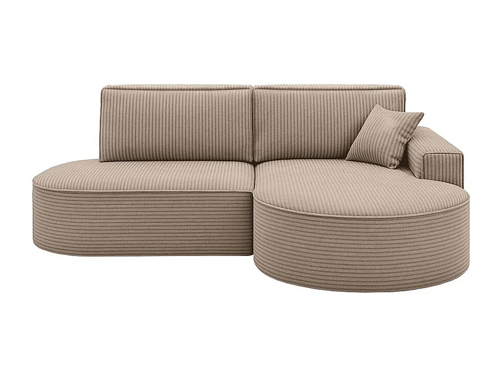 Canapé d'angle droit convertible 4 places MARLO en velours cotelé - Taupe