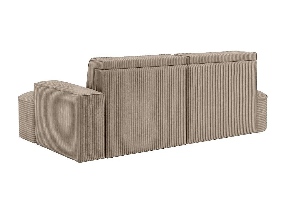 Canapé d'angle droit convertible 4 places MARLO en velours cotelé - Taupe