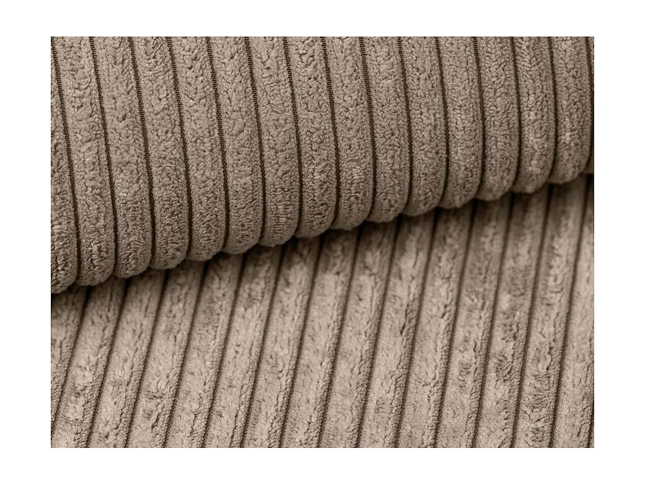 Canapé d'angle droit convertible 4 places MARLO en velours cotelé - Taupe