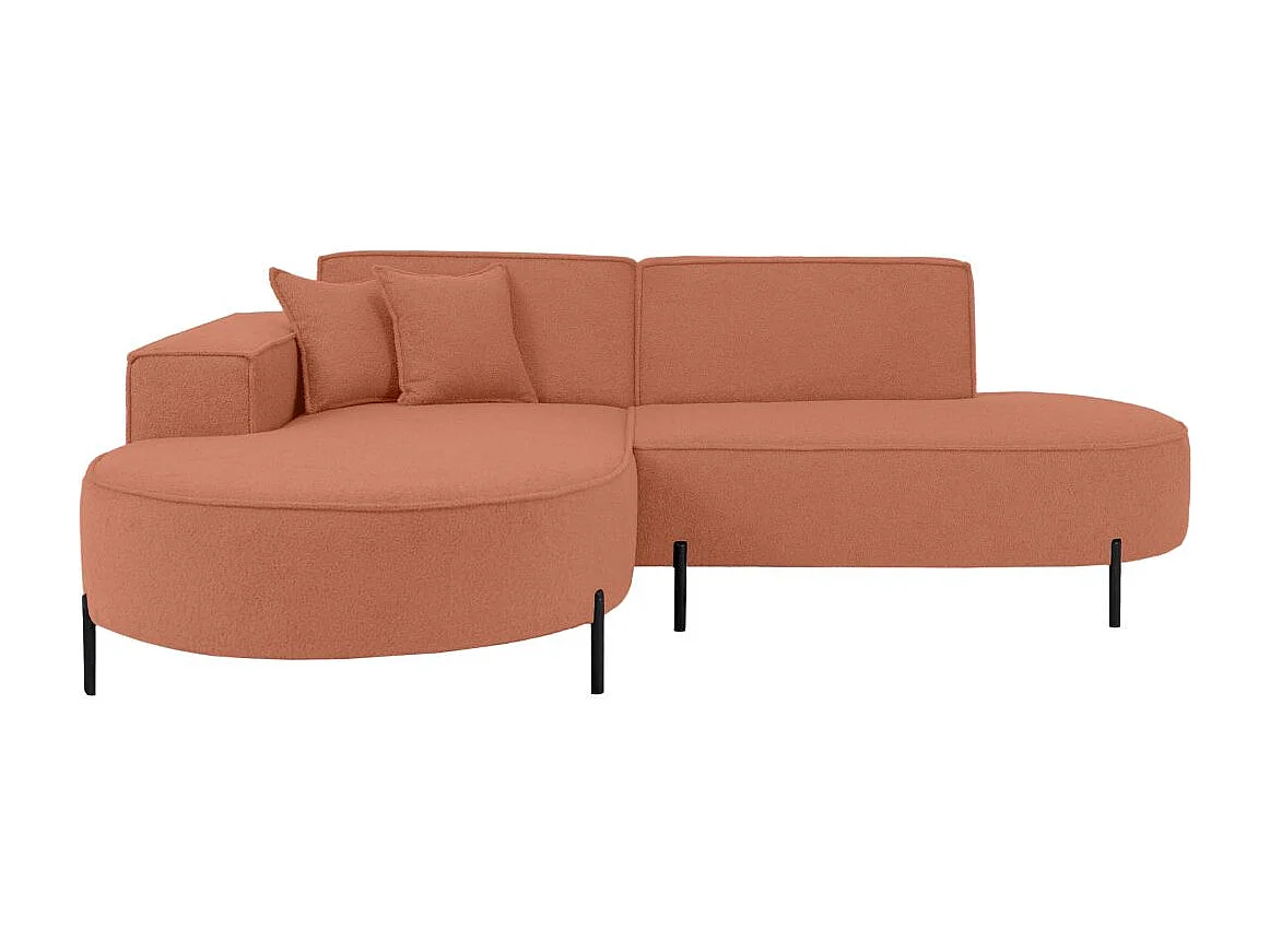Canapé d'angle 4 places MARLON en tissu bouclette - Terracotta