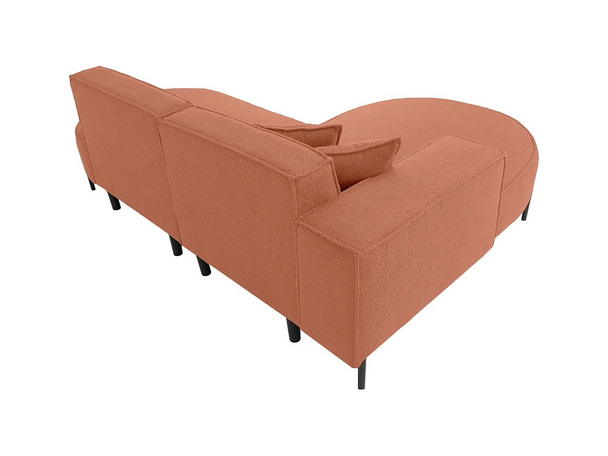 Canapé d'angle 4 places MARLON en tissu bouclette - Terracotta